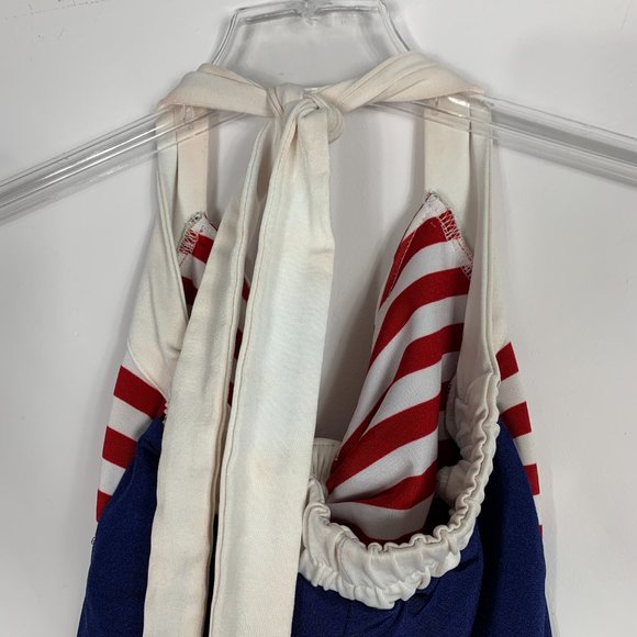 Pinup Couture Swimsuit Red Blue Stripe Halter One - Picture 5 of 5